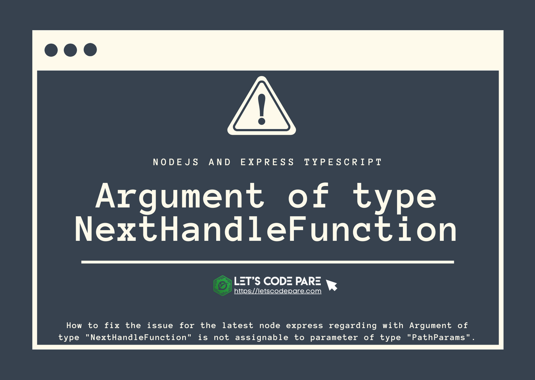 Argument of type NextHandleFunction is not assignable to parameter of type PathParams